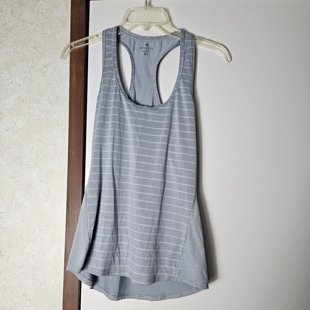 Athleta Chi Tank Varied Striped Womens XXS Tank Top Gray Athletic Sports